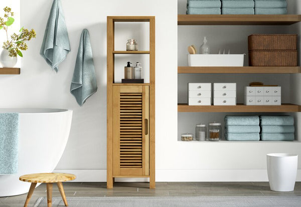 13" W x 46.5" H x11" D Solid Wood Linen Cabinet